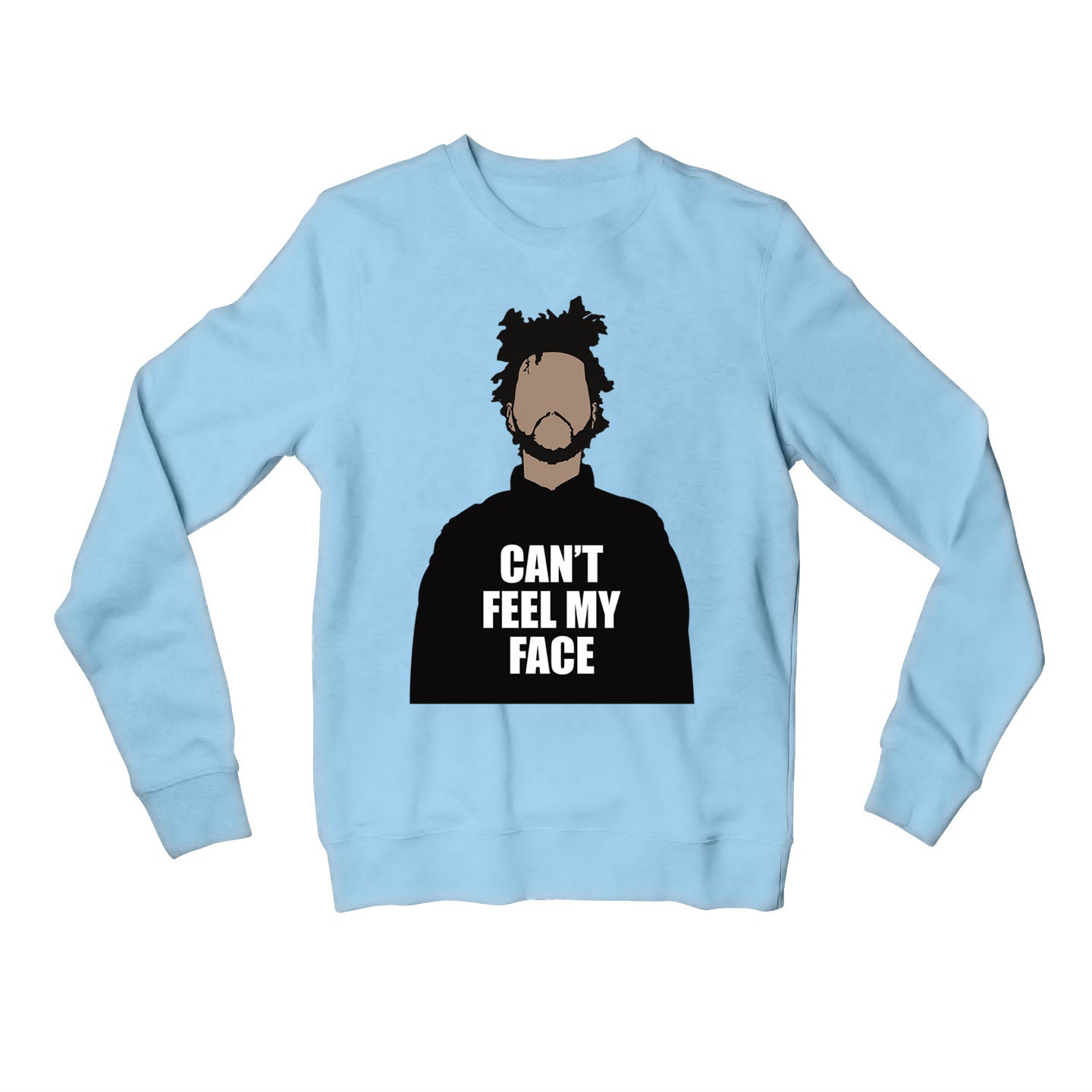 the weeknd can't feel my face sweatshirt upper winterwear music band buy online india the banyan tee tbt men women girls boys unisex baby blue