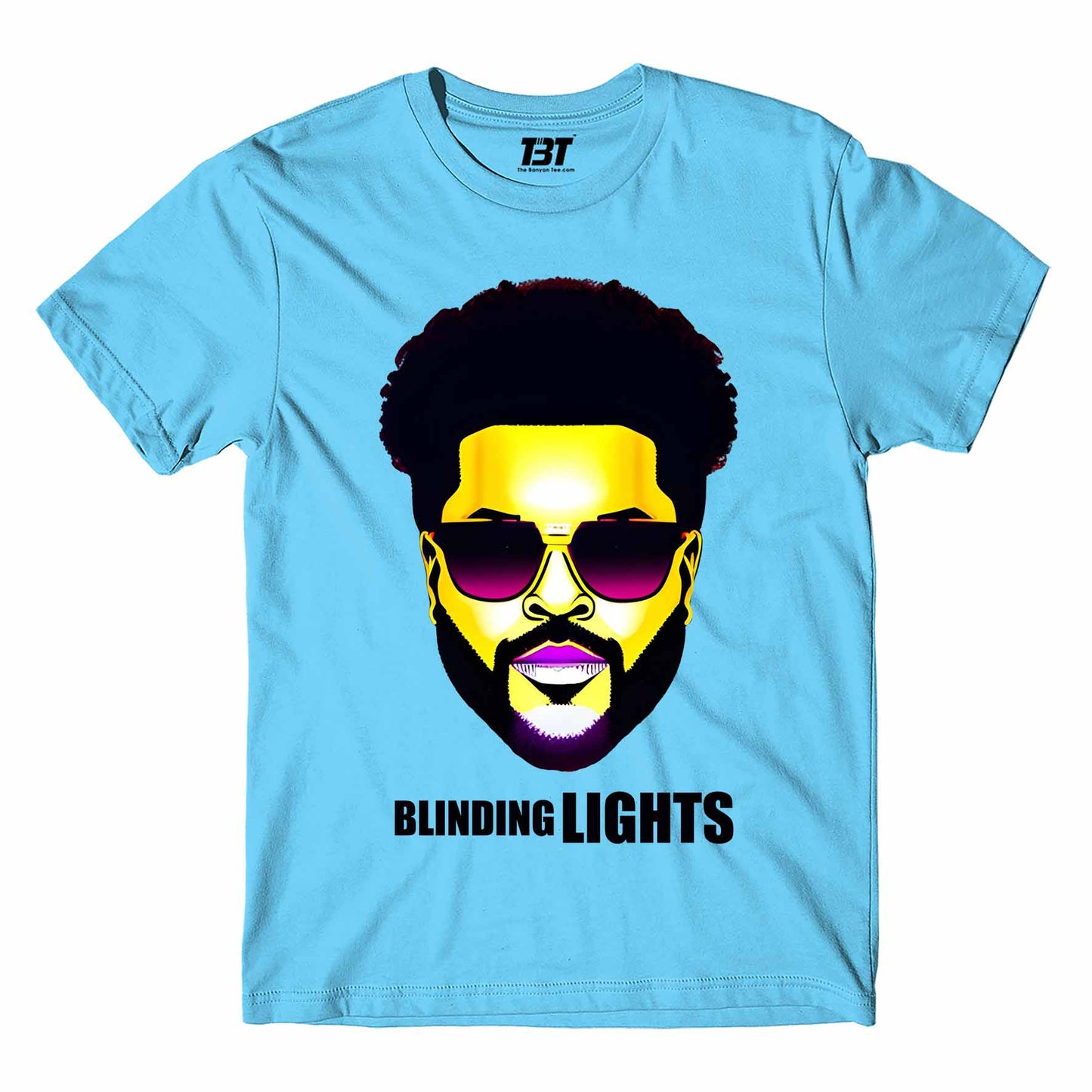 the weeknd blinding lights t-shirt music band buy online india the banyan tee tbt men women girls boys unisex sky blue