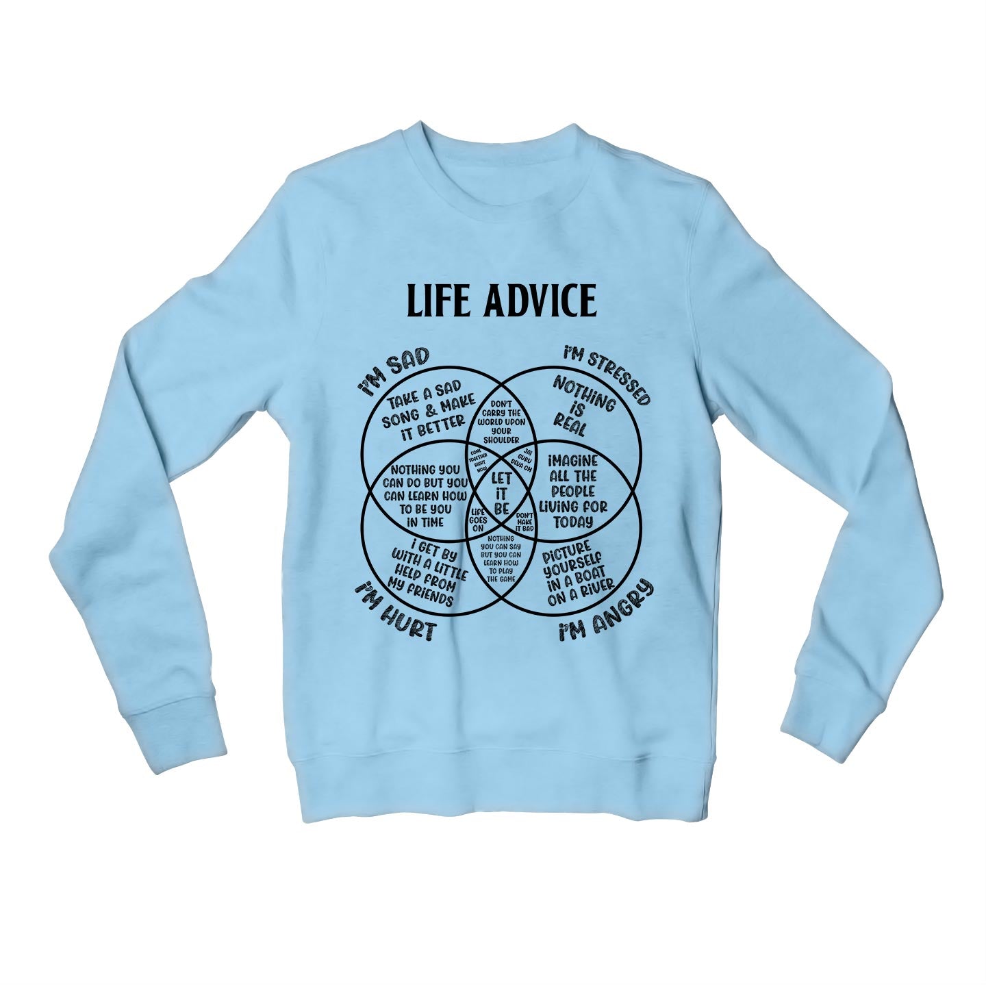 the beatles life advice sweatshirt upper winterwear music band buy online india the banyan tee tbt men women girls boys unisex baby blue