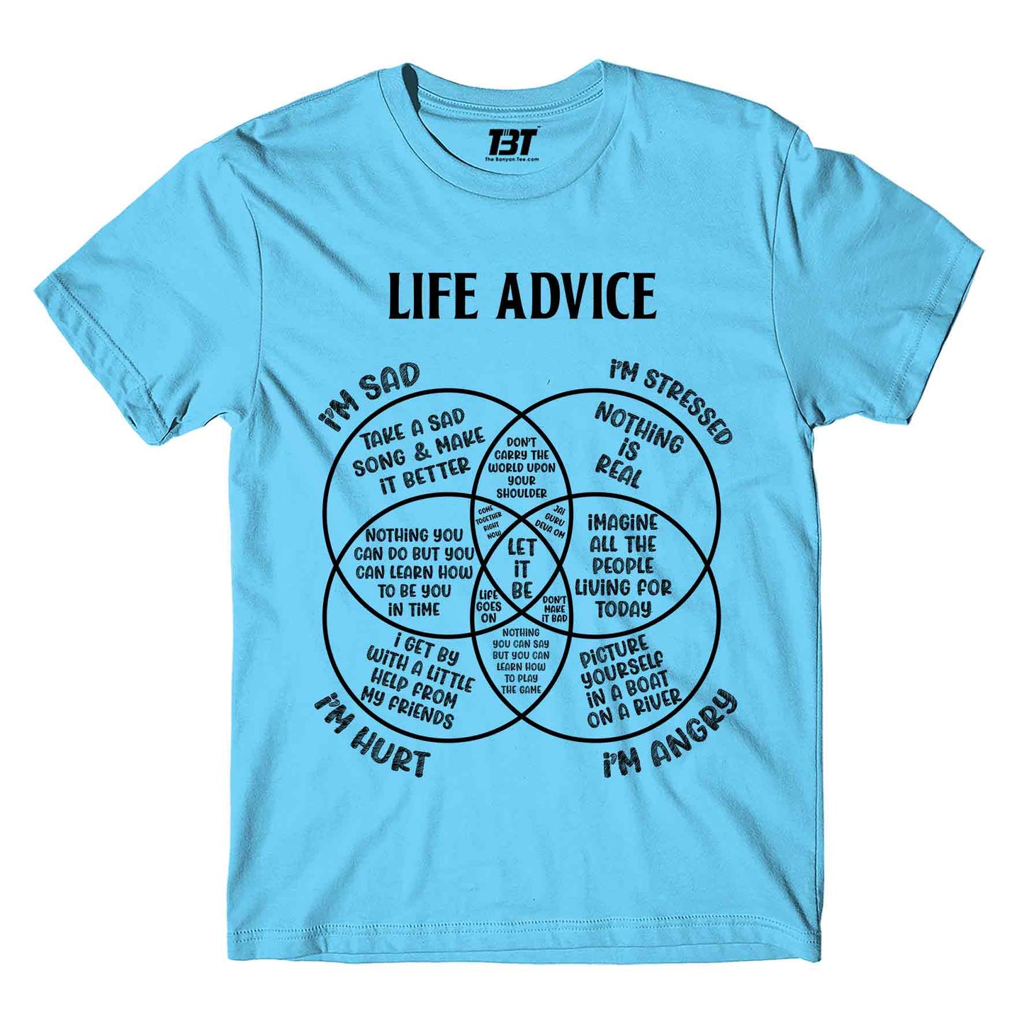 the beatles life advice t-shirt music band buy online india the banyan tee tbt men women girls boys unisex sky blue