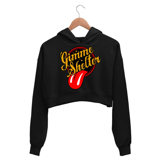 the rolling stones gimme shelter crop hoodie hooded sweatshirt upper winterwear music band buy online india the banyan tee tbt men women girls boys unisex black