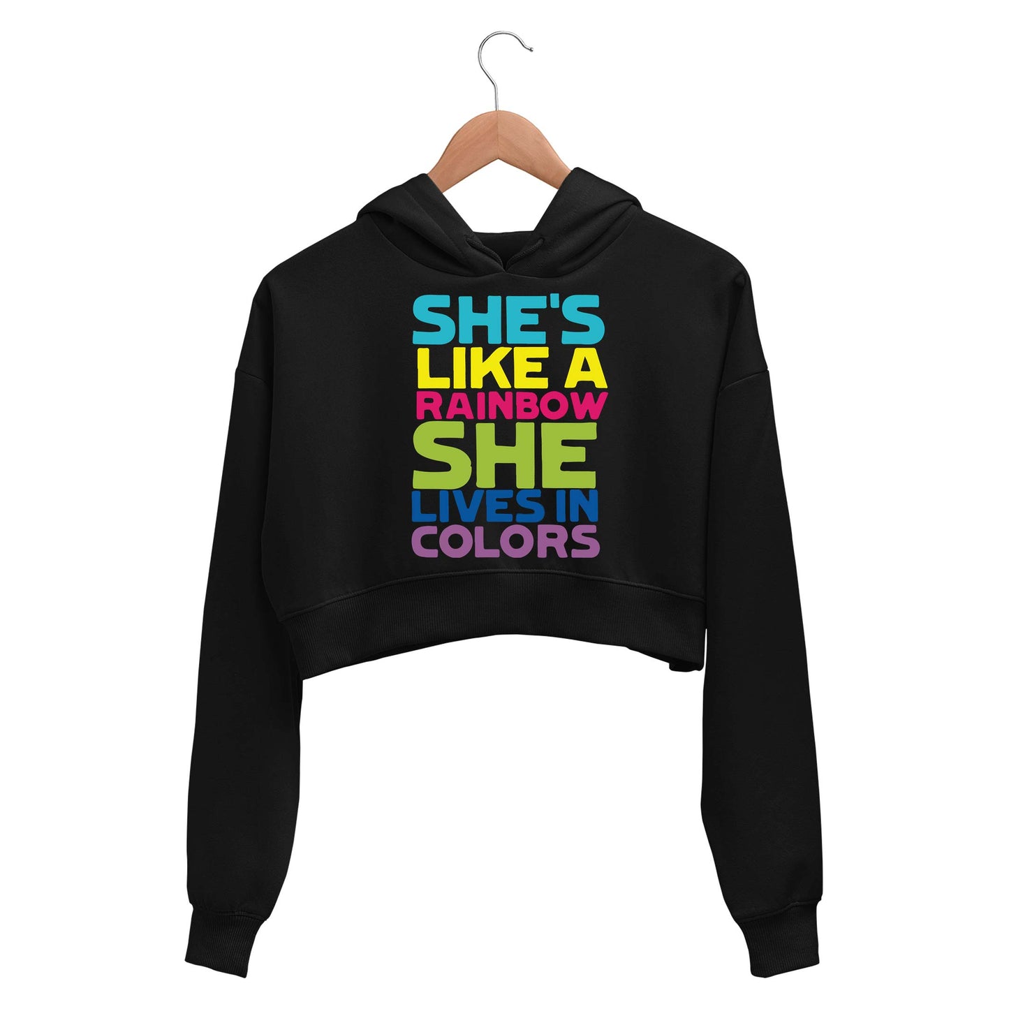 the rolling stones she's like a rainbow crop hoodie hooded sweatshirt upper winterwear music band buy online india the banyan tee tbt men women girls boys unisex black