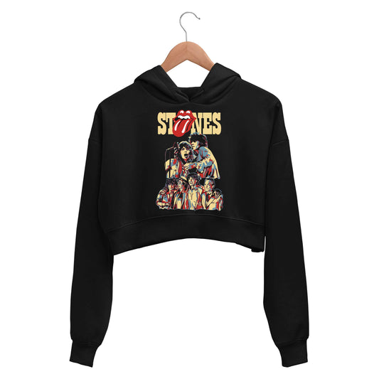 the rolling stones stones crop hoodie hooded sweatshirt upper winterwear music band buy online india the banyan tee tbt men women girls boys unisex black