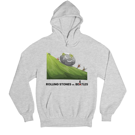 the rolling stones rolling stones vs. beetles hoodie hooded sweatshirt winterwear music band buy online india the banyan tee tbt men women girls boys unisex gray