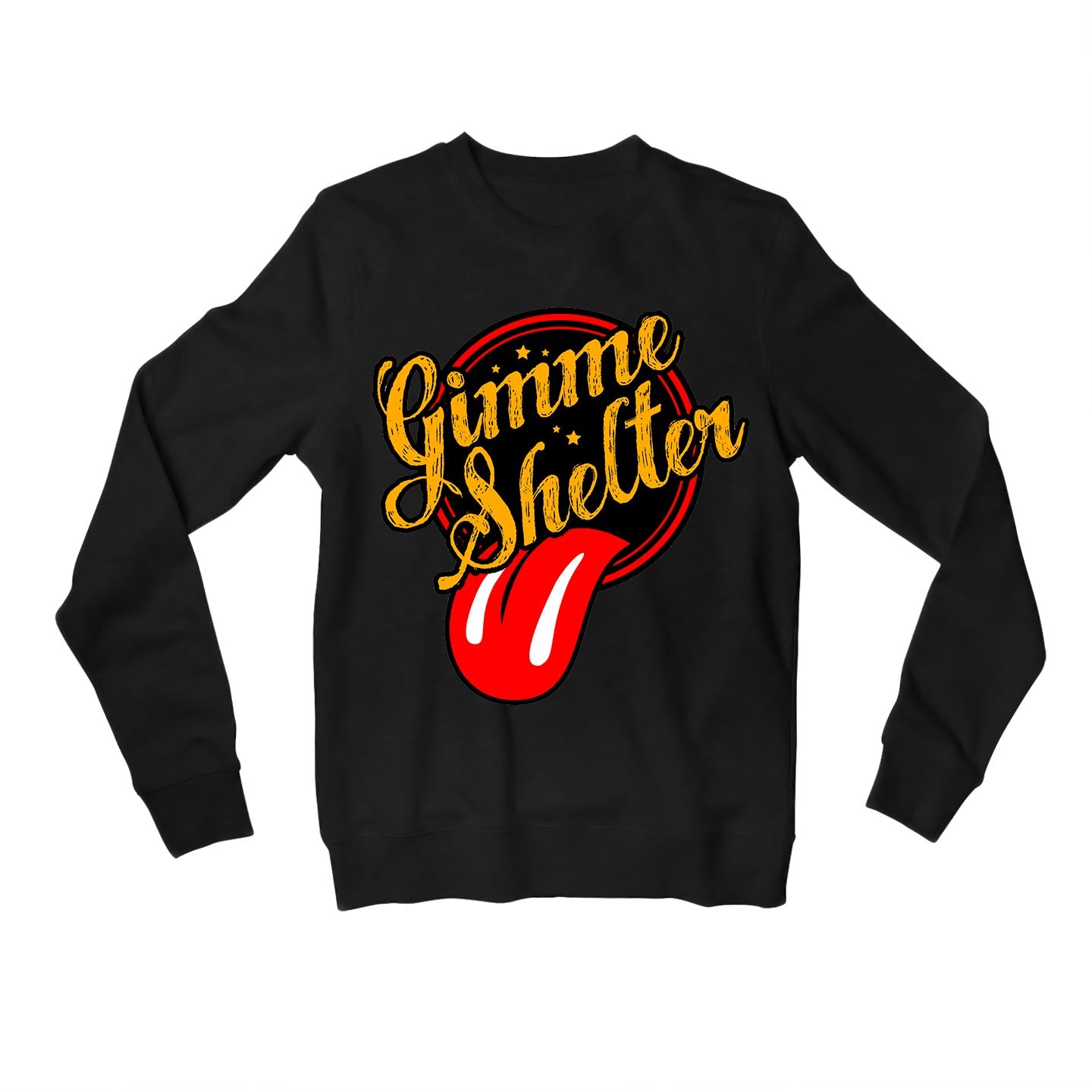 the rolling stones gimme shelter sweatshirt upper winterwear music band buy online india the banyan tee tbt men women girls boys unisex black