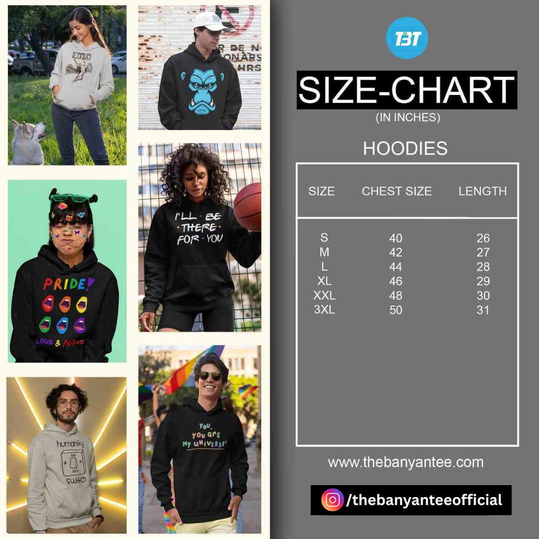 size chart hoodies by the banyan tee