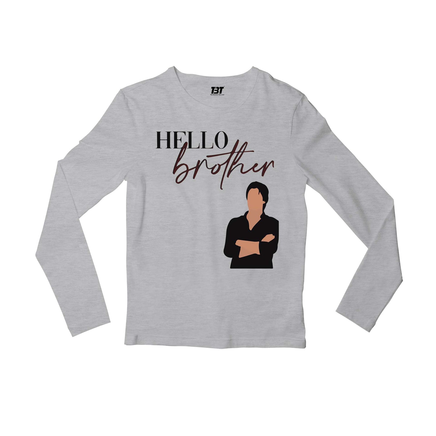 the vampire diaries hello brother full sleeves long sleeves tv & movies buy online india the banyan tee tbt men women girls boys unisex gray tvd stefan elena damon caroline katherine tyler bonnie