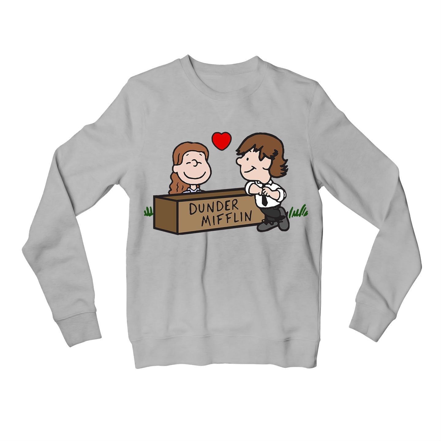 the office jim & pam sweatshirt upper winterwear tv & movies buy online india the banyan tee tbt men women girls boys unisex gray