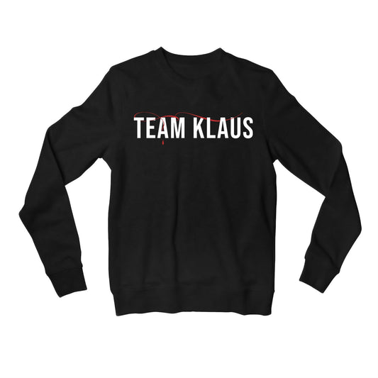 the vampire diaries team klaus sweatshirt upper winterwear tv & movies buy online india the banyan tee tbt men women girls boys unisex black tvd stefan elena damon caroline katherine tyler bonnie