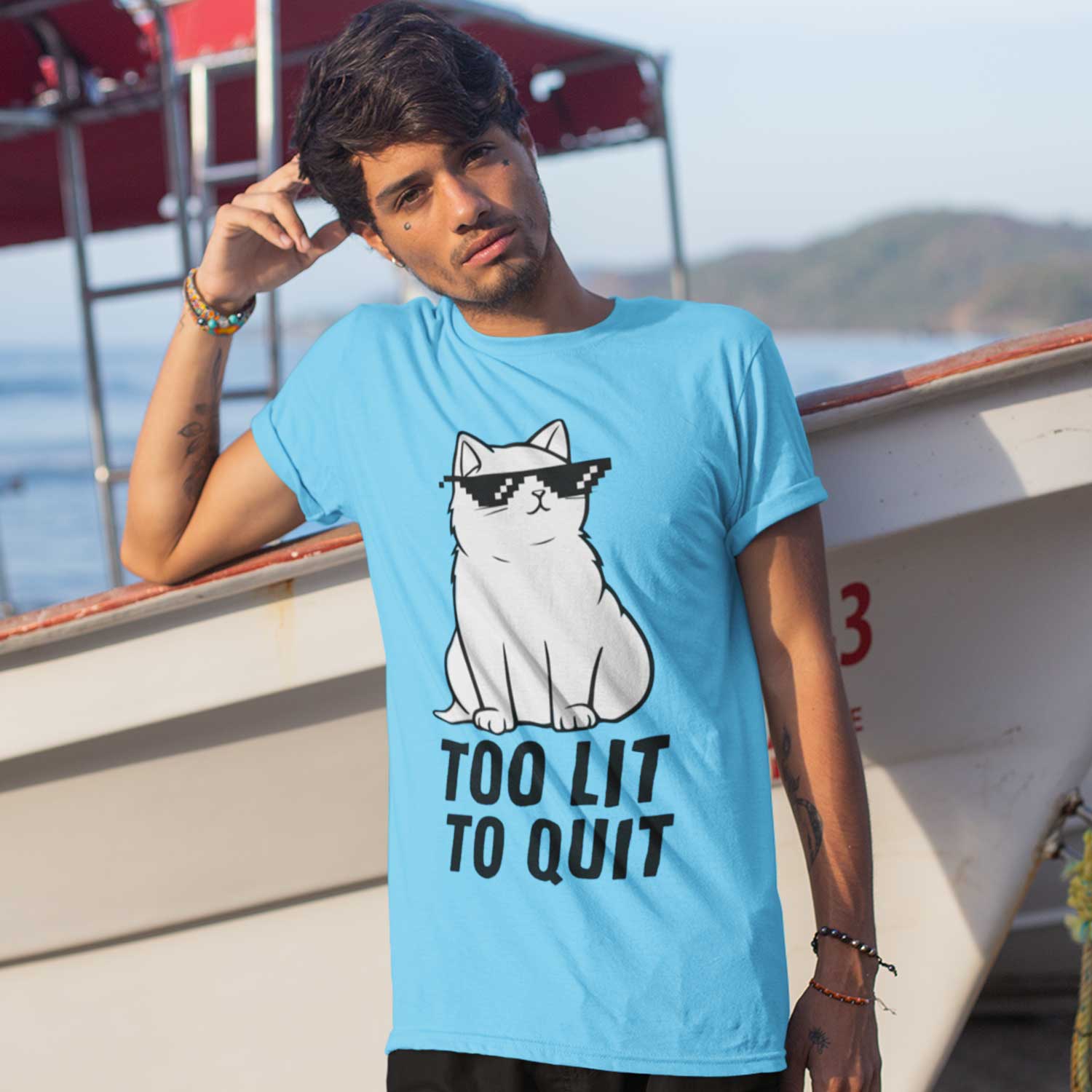 graphic too lit to quit t-shirt printed graphic stylish buy online india the banyan tee tbt men women girls boys unisex turquoise 