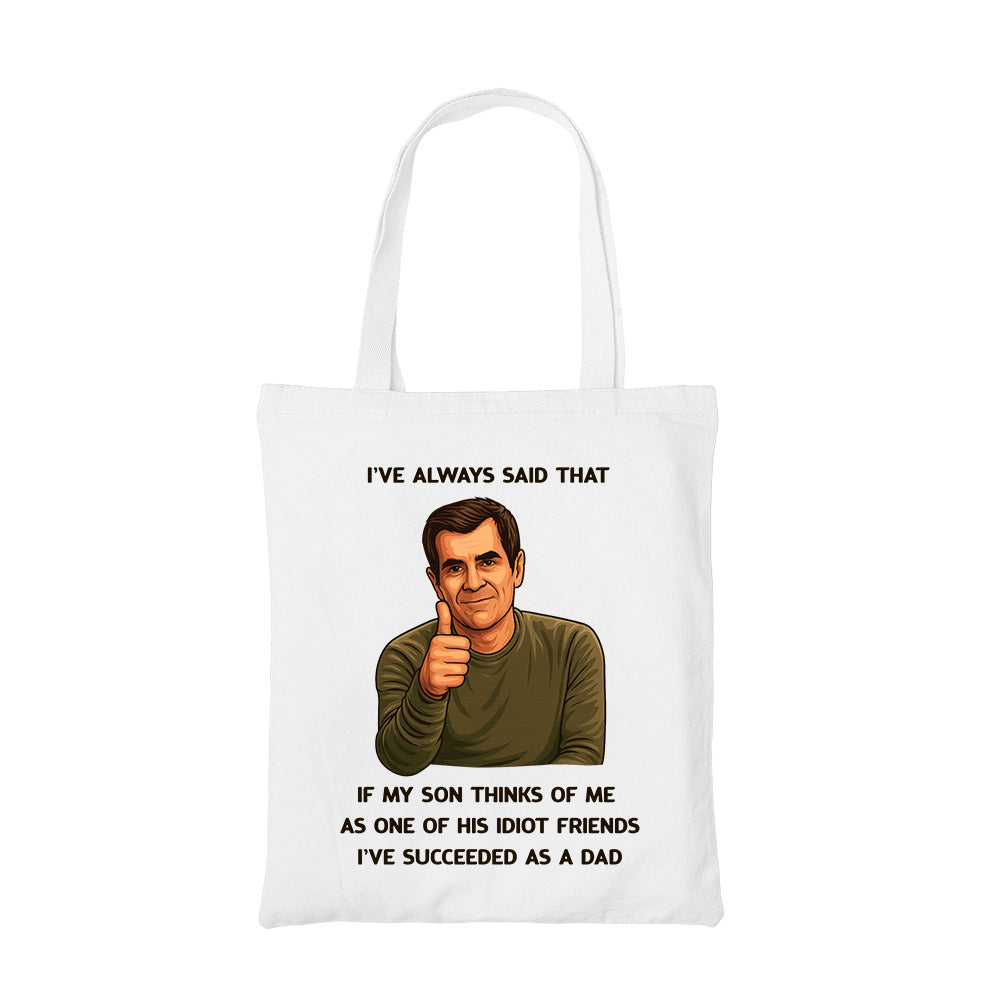modern family succeeded as a dad tote bag cotton printed tv & movies buy online india the banyan tee tbt men women girls boys unisex  