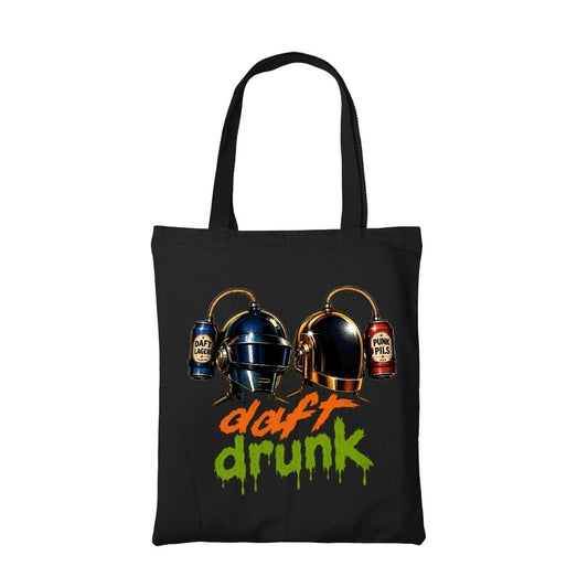 daft punk daft drunk tote bag cotton printed music band buy online india the banyan tee tbt men women girls boys unisex  