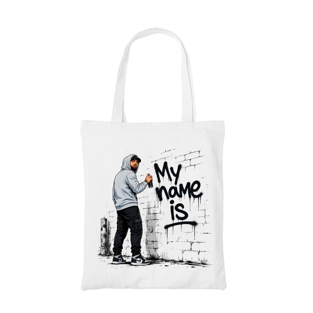 eminem my name is tote bag cotton printed music band buy online india the banyan tee tbt men women girls boys unisex  