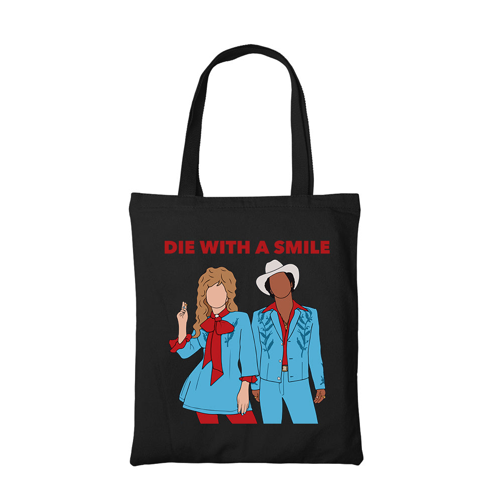 lady gaga die with a smile tote bag cotton printed music band buy online india the banyan tee tbt men women girls boys unisex  
