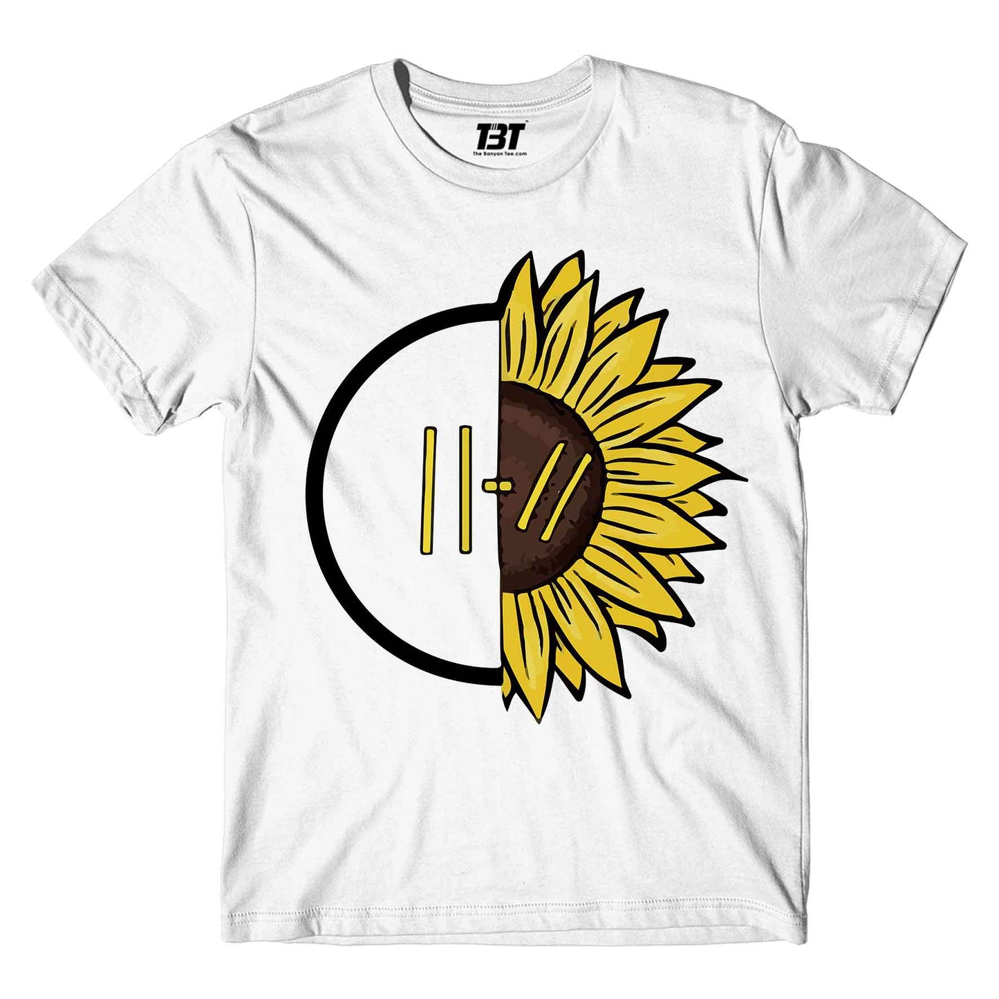 twenty one pilots the sunflower t-shirt music band buy online india the banyan tee tbt men women girls boys unisex white