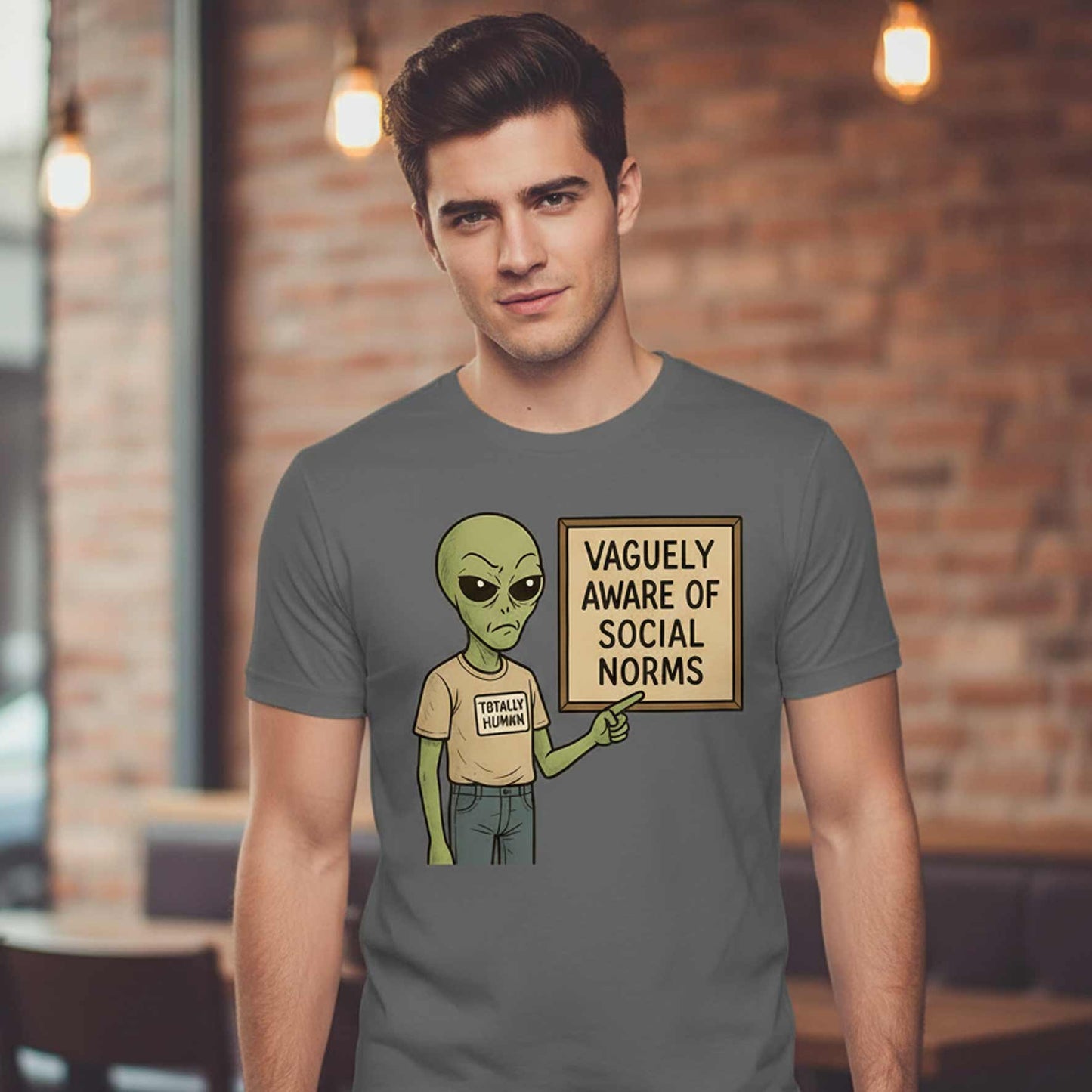 graphic vaguely aware of social norms t-shirt printed graphic stylish buy online india the banyan tee tbt men women girls boys unisex steel grey 