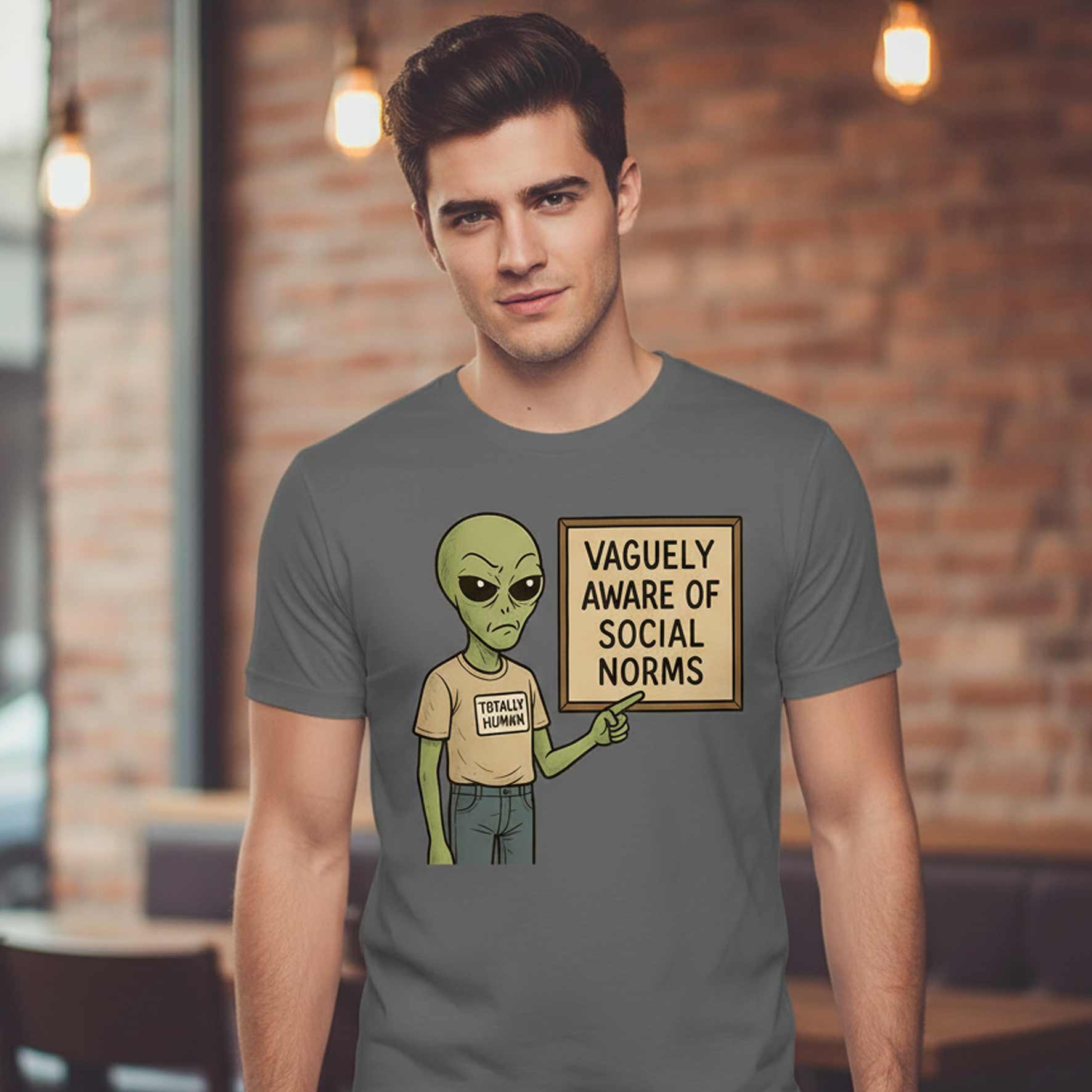 graphic vaguely aware of social norms t-shirt printed graphic stylish buy online india the banyan tee tbt men women girls boys unisex steel grey 