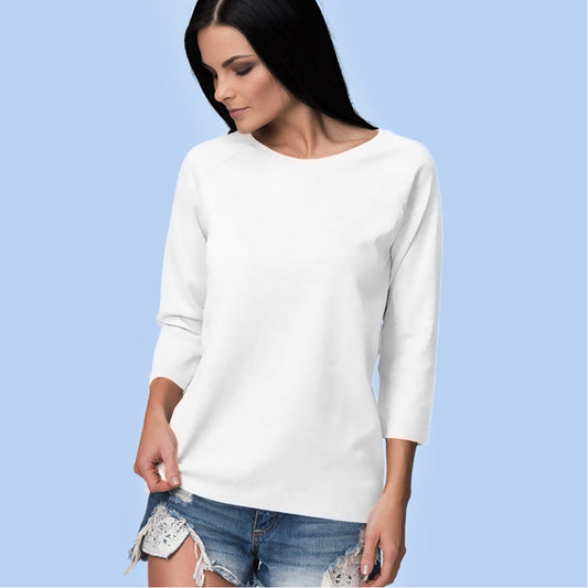 Plain White 3/4th Sleeve T-Shirt