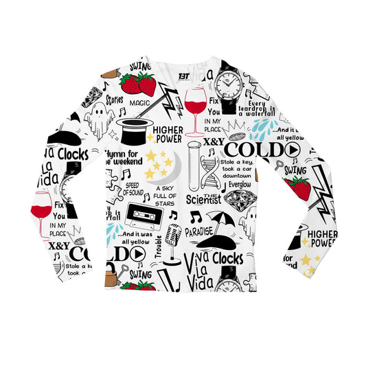 coldplay aop all over print full sleeves t shirt for men women ladies unisex hand