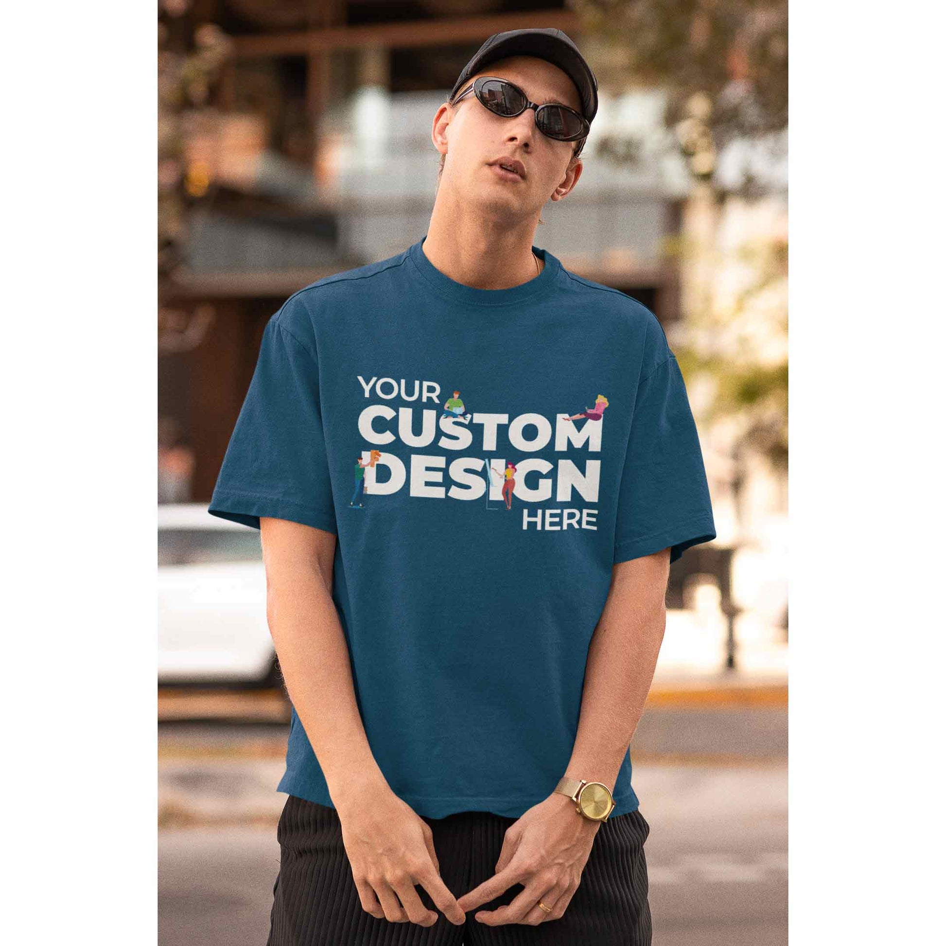 coral blue custom oversized t-shirt