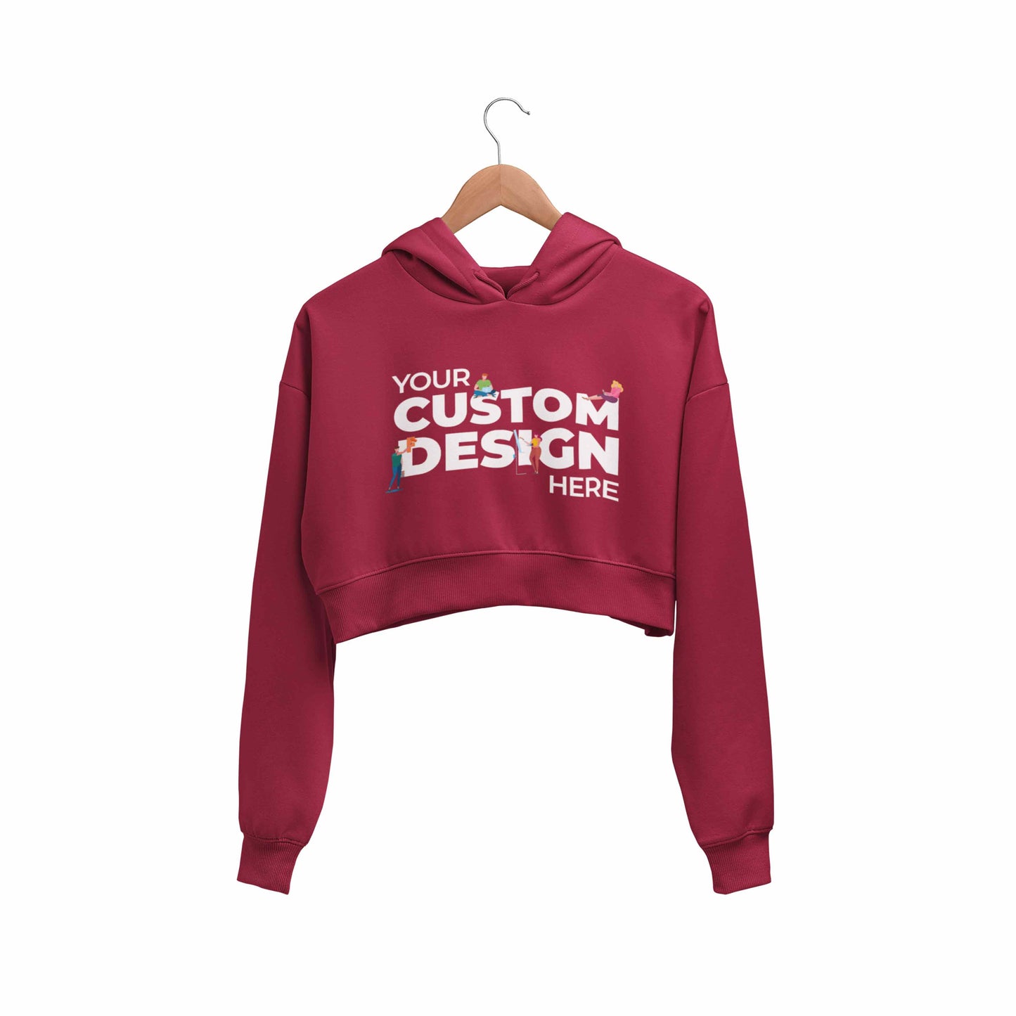 Custom Customizable Personalized Your Design Logo Crop Hoodie Crop Hooded Sweatshirt for Women The Banyan Tee TBT maroon