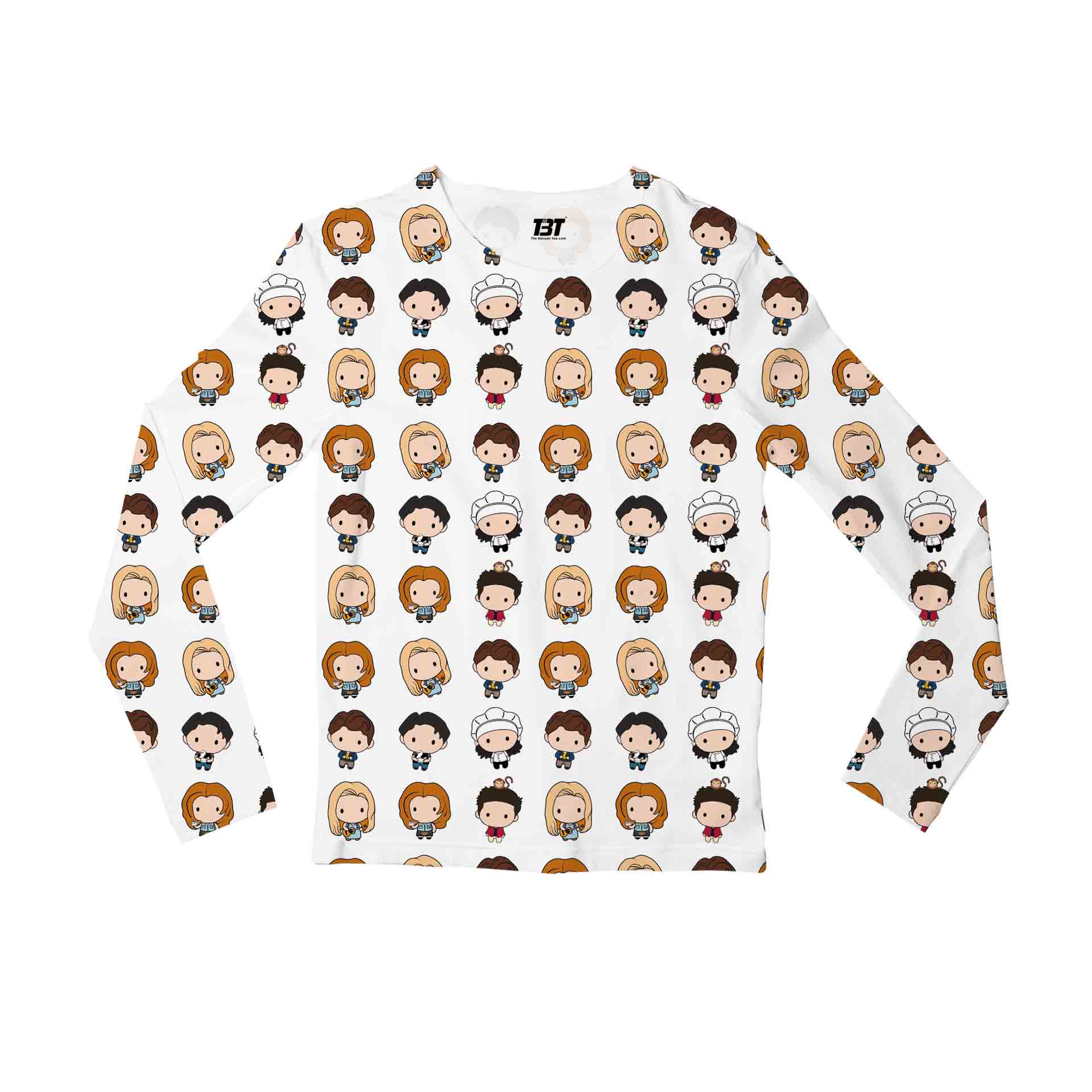 friends characters aop all over print full sleeves t shirt for men women ladies unisex hand