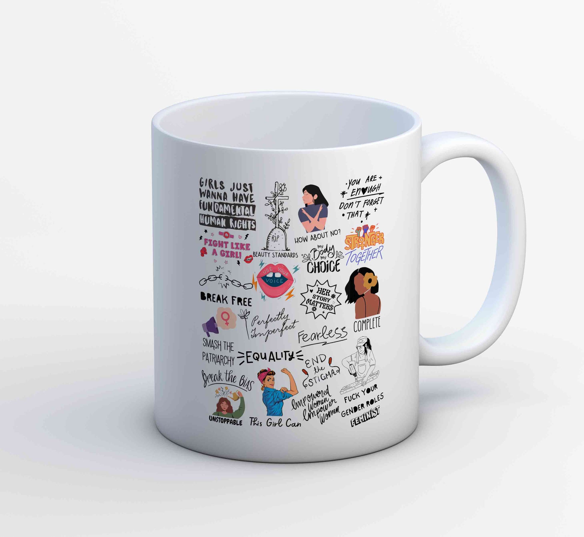printed feminism doodle mug coffee ceramic printed graphic stylish buy online india the banyan tee tbt men women girls boys unisex  