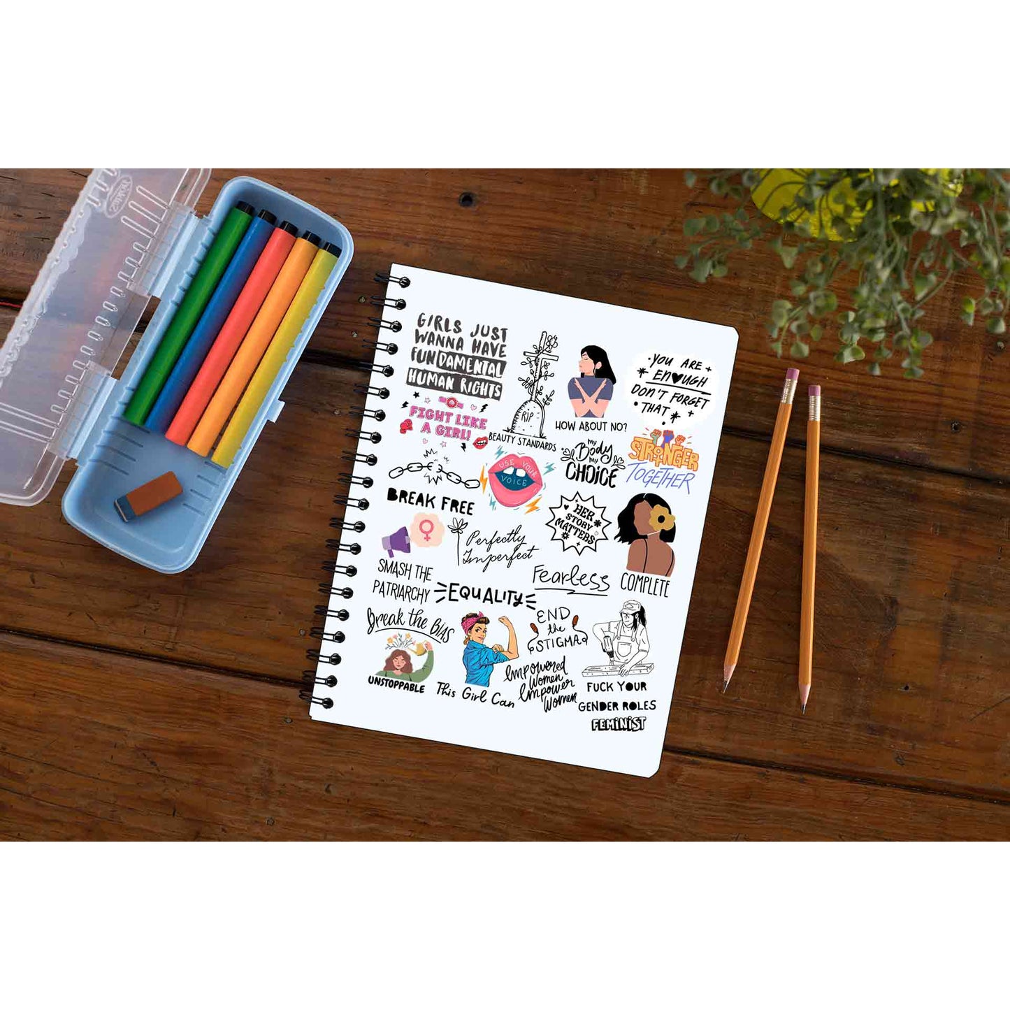 printed feminism doodle notebook notepad diary buy online india the banyan tee tbt unruled