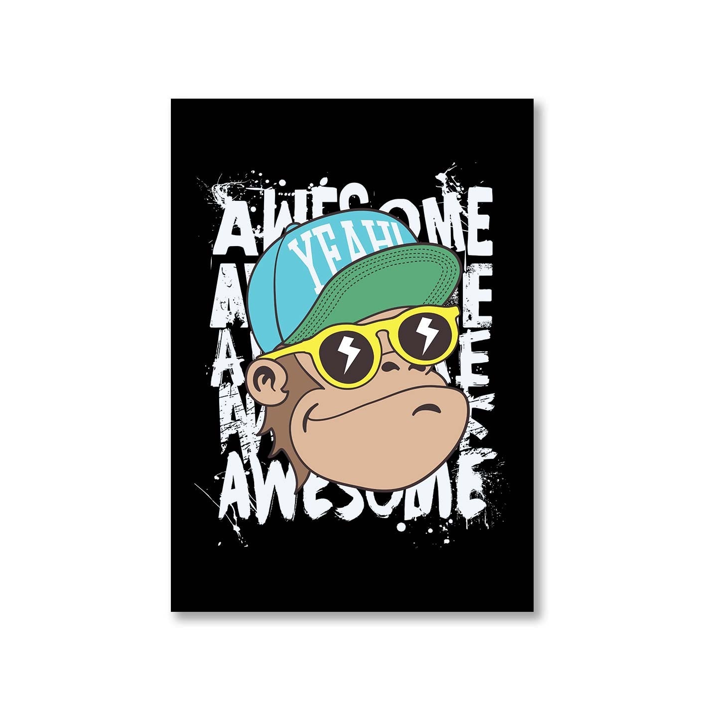 printed awesome chimp poster wall art buy online india the banyan tee tbt a4
