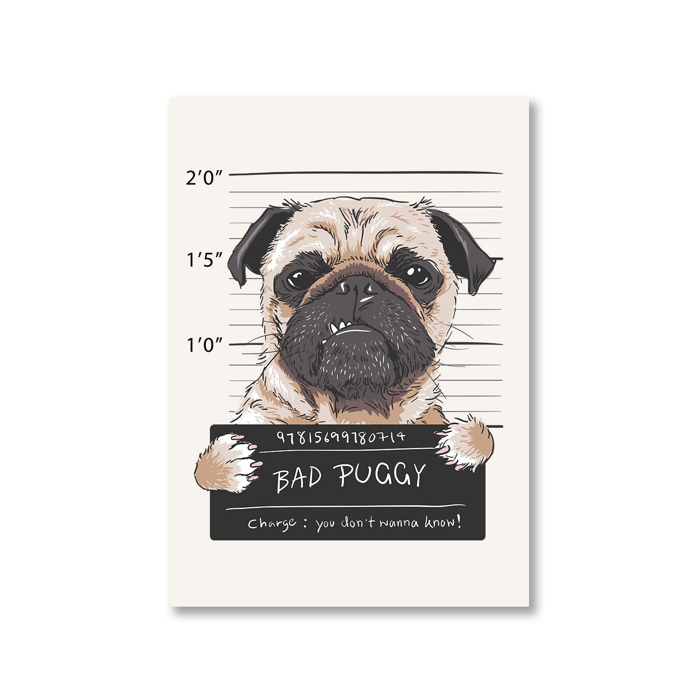 printed bad puggy poster wall art buy online india the banyan tee tbt a4