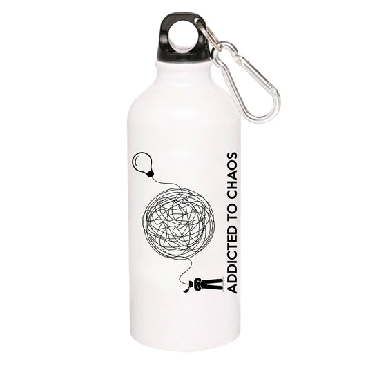 printed addicted to chaos sipper steel water bottle flask gym shaker printed graphic stylish buy online india the banyan tee tbt men women girls boys unisex