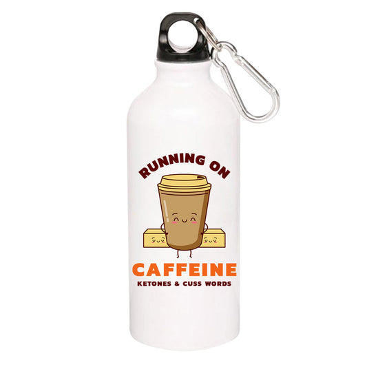 printed caffeine, ketones & cuss words sipper steel water bottle flask gym shaker printed graphic stylish buy online india the banyan tee tbt men women girls boys unisex  