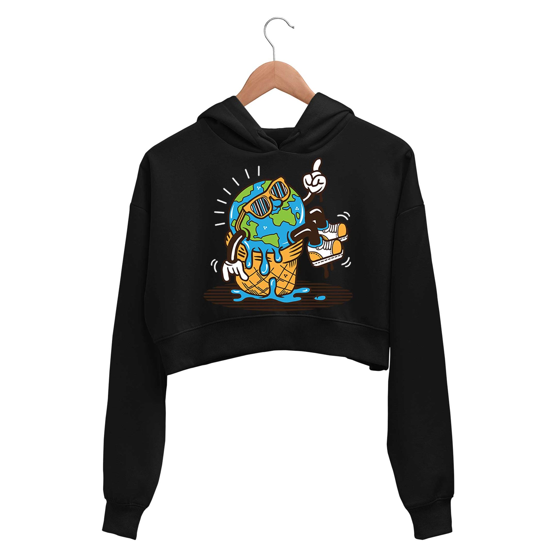 printed global warming crop hoodie hooded sweatshirt upper winterwear printed graphic stylish buy online india the banyan tee tbt men women girls boys unisex black 
