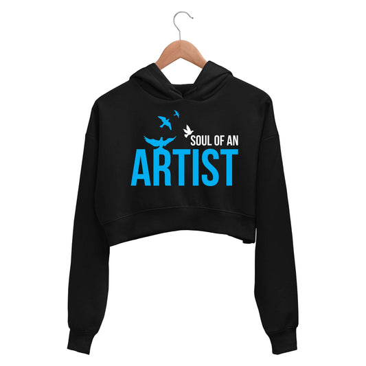 printed soul of an artist crop hoodie hooded sweatshirt upper winterwear printed graphic stylish buy online india the banyan tee tbt men women girls boys unisex black 