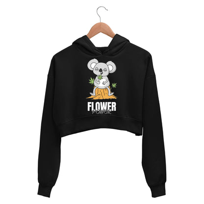 printed flower power crop hoodie hooded sweatshirt upper winterwear printed graphic stylish buy online india the banyan tee tbt men women girls boys unisex black 