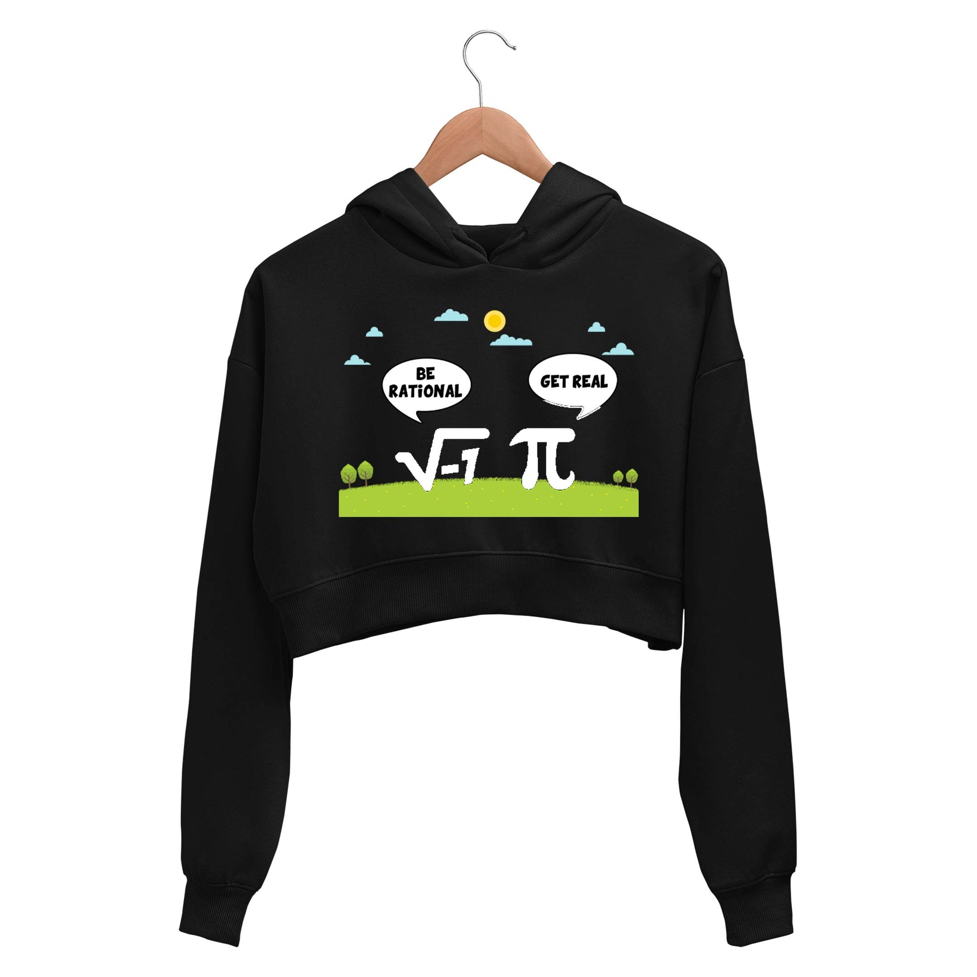 printed be rational crop hoodie hooded sweatshirt upper winterwear printed graphic stylish buy online india the banyan tee tbt men women girls boys unisex black 