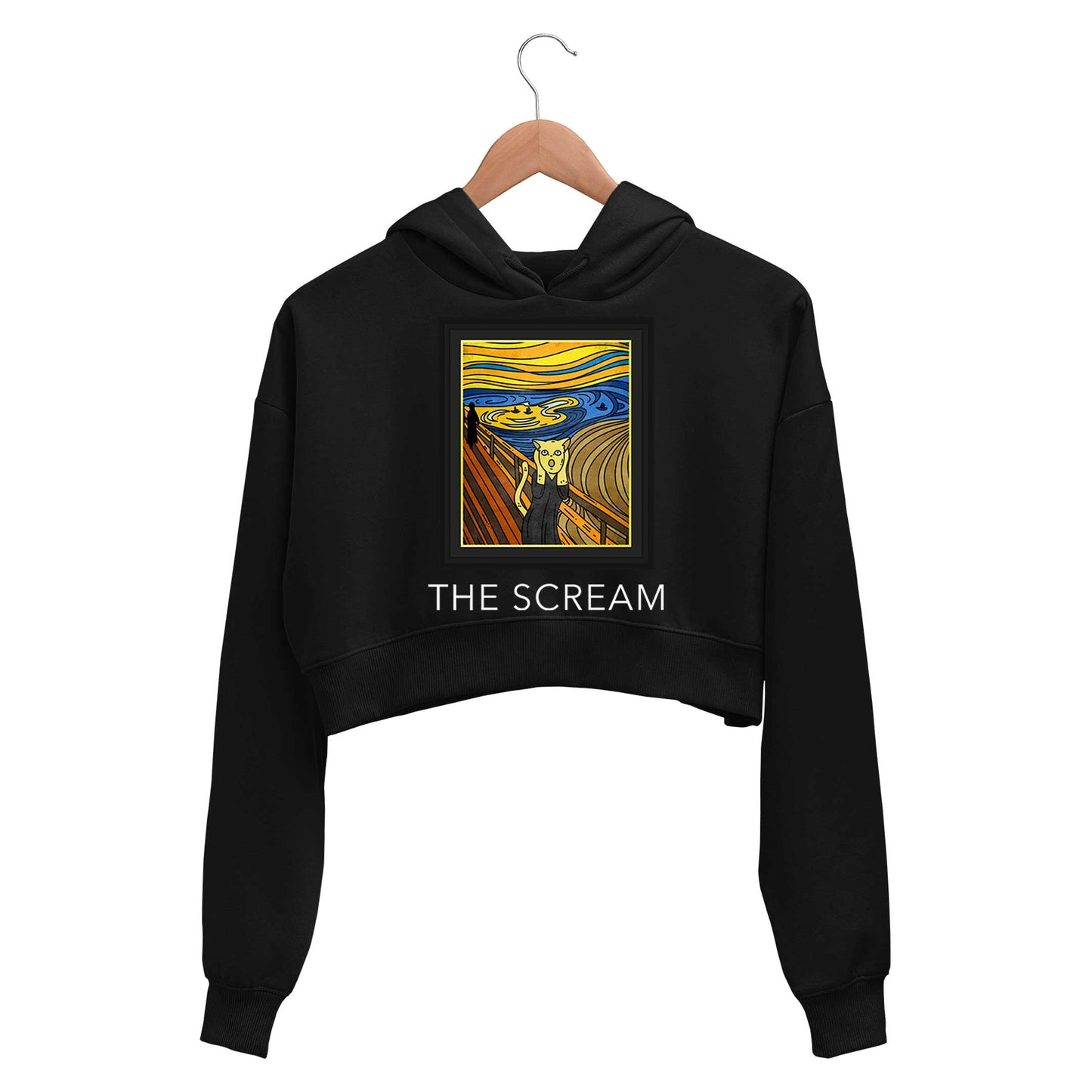 printed the scream crop hoodie hooded sweatshirt upper winterwear printed graphic stylish buy online india the banyan tee tbt men women girls boys unisex black 