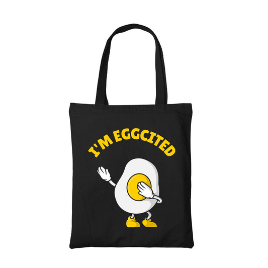 printed eggcited tote bag cotton printed printed graphic stylish buy online india the banyan tee tbt men women girls boys unisex  