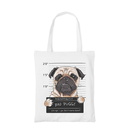 printed bad puggy tote bag cotton printed printed graphic stylish buy online india the banyan tee tbt men women girls boys unisex  