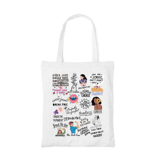 printed feminism doodle tote bag cotton printed printed graphic stylish buy online india the banyan tee tbt men women girls boys unisex  