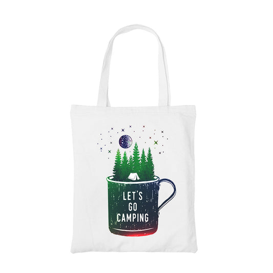 printed let's go camping tote bag cotton printed printed graphic stylish buy online india the banyan tee tbt men women girls boys unisex  