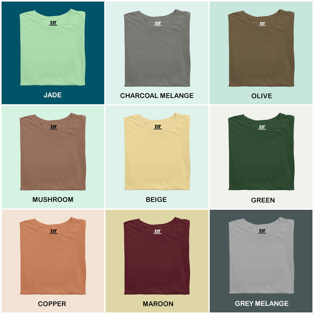 Nature Pallate Combo Pack Of 9 Multicolor combo Premium cotton T-shirt unisex tees half sleeve crew neck regular fit T-shirt colors available Jade Charcoal Melange Olive Mushroom Beige Green Copper Maroon Grey melange