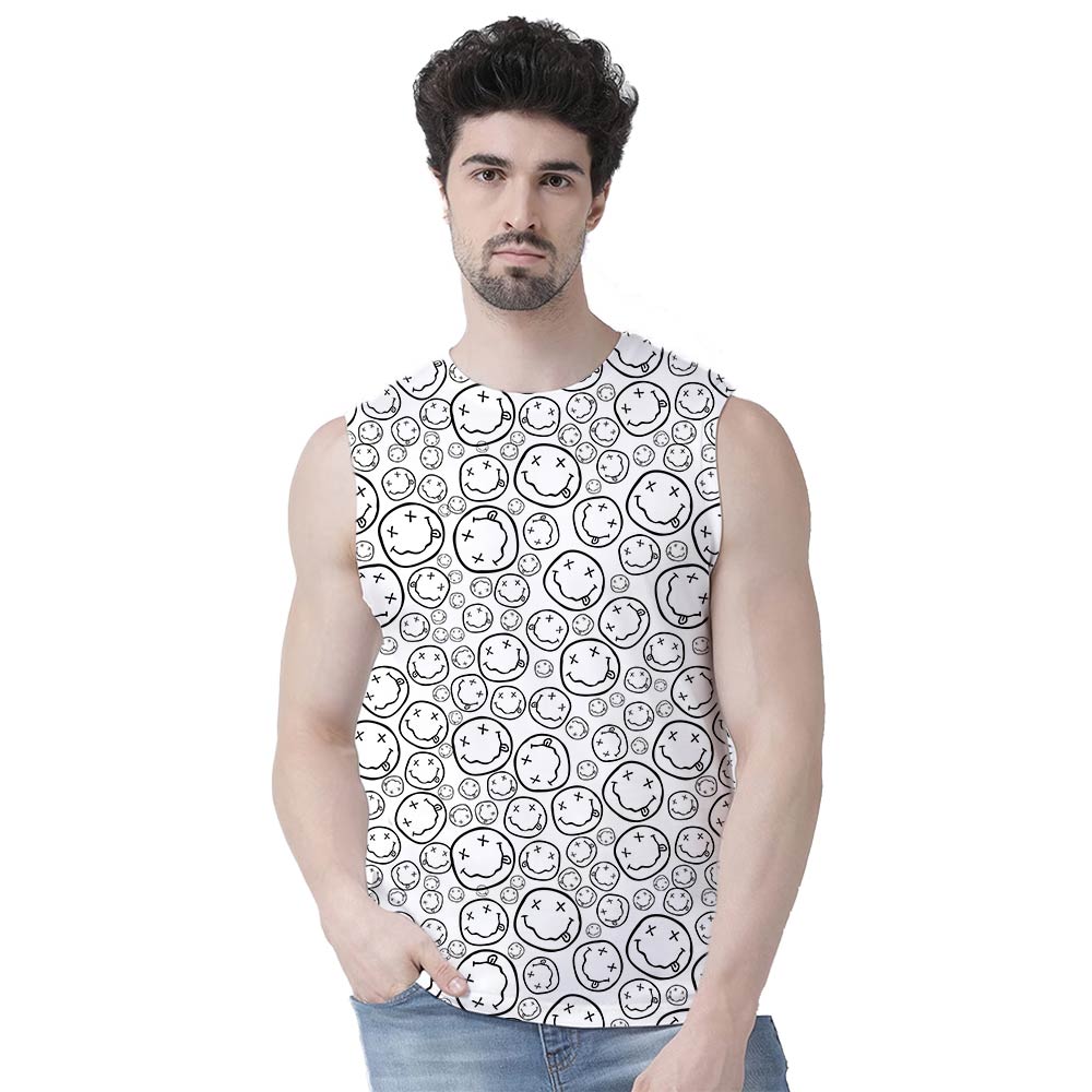 nirvana faces  all-over printed sleeveless t shirt tv & movies buy online india the banyan tee tbt men women girls boys unisex xs