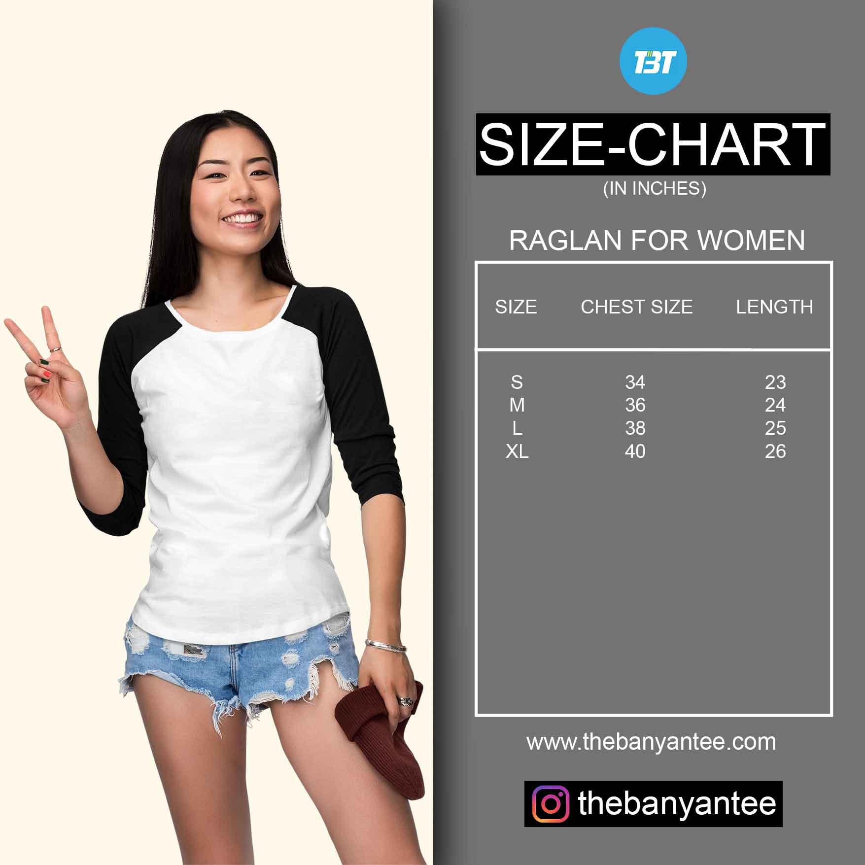 The Banyan Tee Raglan For Women Size Chart