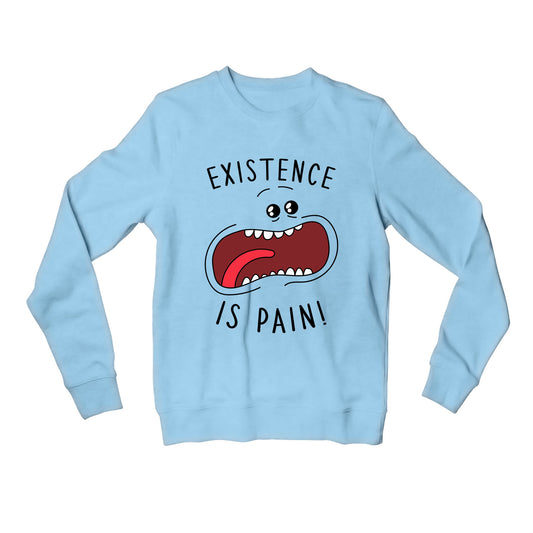 rick and morty existence is pain sweatshirt upper winterwear buy online india the banyan tee tbt men women girls boys unisex gray rick and morty online summer beth mr meeseeks jerry quote vector art clothing accessories merchandise