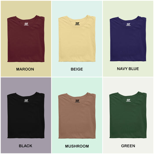 Royal Regalia Combo Pack Of 6 Multicolor combo Premium cotton T-shirt unisex tees half sleeve crew neck regular fit T-shirt colors available maroon beige navy blue black mushroom green