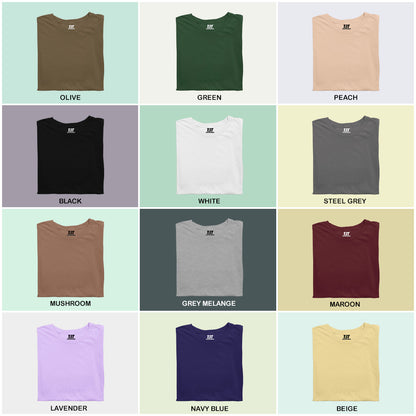 Seasonal Spectrum Combo Pack Of 12Multicolor combo Premium cotton T-shirt unisex tees half sleeve crew neck regular fit T-shirt colors available olive green peach black white steel grey mushroom grey melange maroon lavender navy blue beige