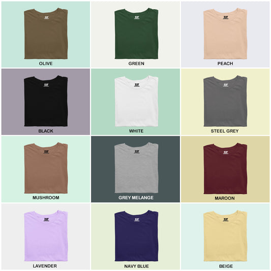 Seasonal Spectrum Combo Pack Of 12Multicolor combo Premium cotton T-shirt unisex tees half sleeve crew neck regular fit T-shirt colors available olive green peach black white steel grey mushroom grey melange maroon lavender navy blue beige