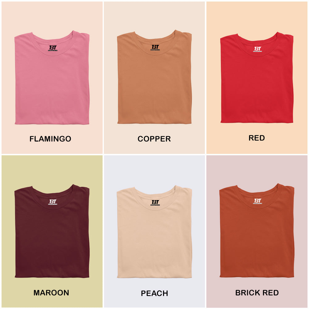 Sunset Array Combo Pack Of 6 Multicolor combo Premium cotton T-shirt unisex tees half sleeve crew neck regular fit T-shirt colors available flamingo copper red maroon peach brick red