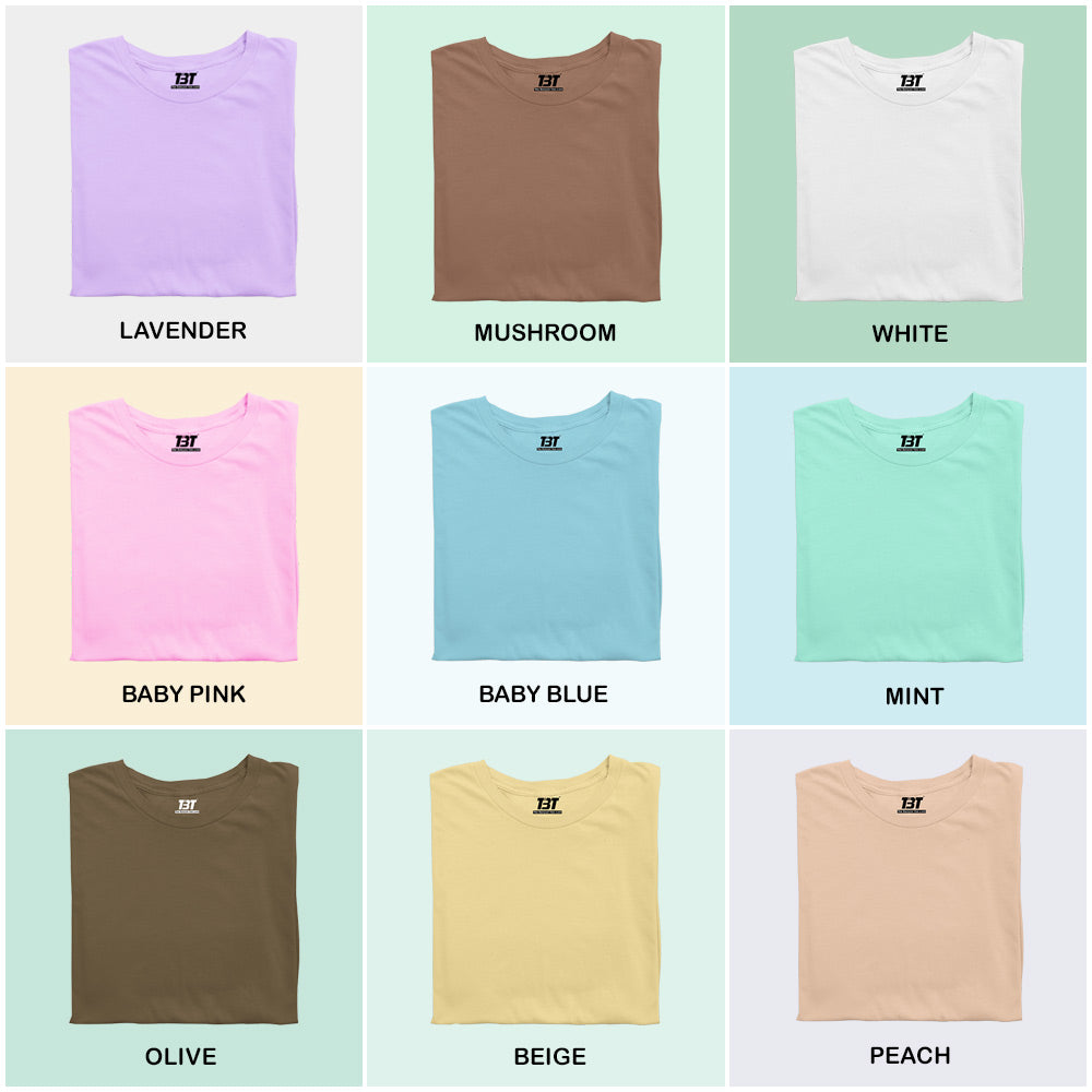 Tranquil Tones Combo Pack Of 9 Multicolor combo Premium cotton T-shirt unisex tees half sleeve crew neck regular fit T-shirt colors available lavender mushroom white baby pink baby blue mint olive beige peach